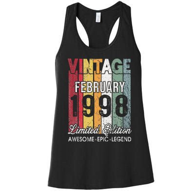 25th Birthday Gift February 1998 Limited Edition 25 Yrs Old Women's Racerback Tank