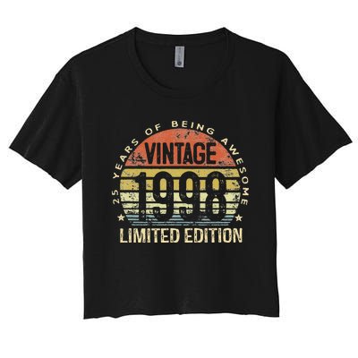 25th Birthday Gifts Women Vintage 1998 25 Year Old Bday Women's Crop Top Tee