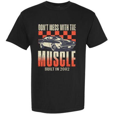 21st Birthday Gift Born 2002 Vintage Muscle Car Garment-Dyed Heavyweight T-Shirt