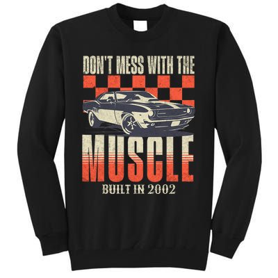 21st Birthday Gift Born 2002 Vintage Muscle Car Tall Sweatshirt