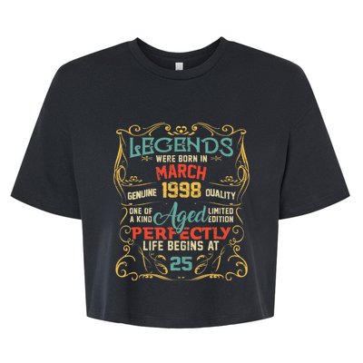 25th Birthday Gift 25 Year Old Legend Since March 1998 Bella+Canvas Jersey Crop Tee