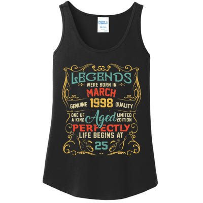 25th Birthday Gift 25 Year Old Legend Since March 1998 Ladies Essential Tank