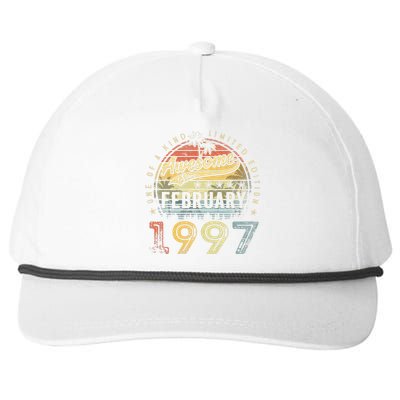 26th Birthday Gift Awesome Since February 1997 26 Year Old Snapback Five-Panel Rope Hat