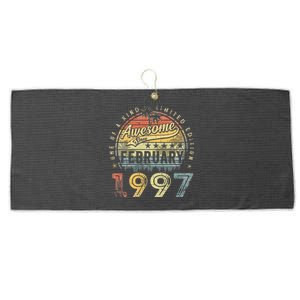 26th Birthday Gift Awesome Since February 1997 26 Year Old Large Microfiber Waffle Golf Towel