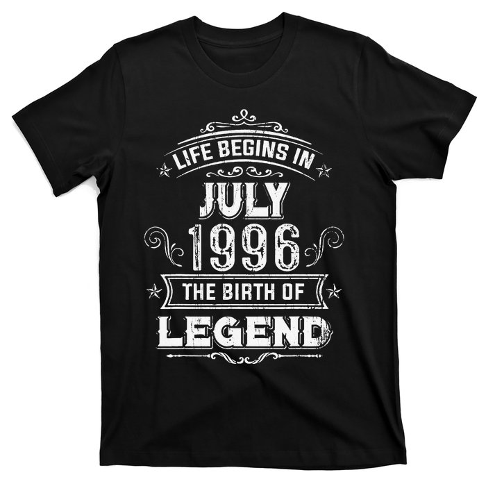 27th Birthday Gifts Vintage July 1996 27 Years Old T-Shirt