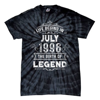 27th Birthday Gifts Vintage July 1996 27 Years Old Tie-Dye T-Shirt