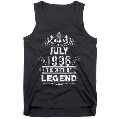 27th Birthday Gifts Vintage July 1996 27 Years Old Tank Top