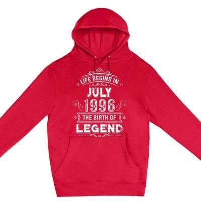 27th Birthday Gifts Vintage July 1996 27 Years Old Premium Pullover Hoodie