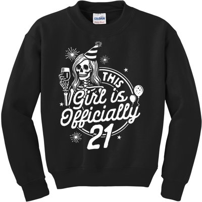 21st Birthday Girl Drinking Party This Girl Is Officially 21 Kids Sweatshirt