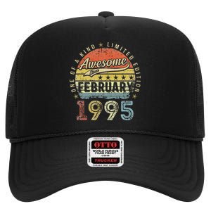 28th Birthday Gift Awesome Since February 1995 28 Year Old Cute High Crown Mesh Back Trucker Hat