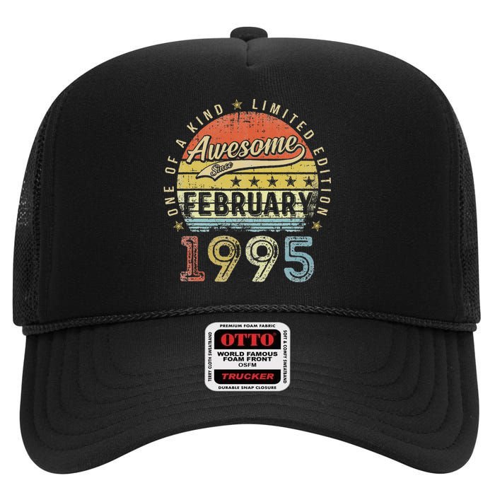 28th Birthday Gift Awesome Since February 1995 28 Year Old Cute High Crown Mesh Back Trucker Hat