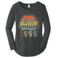 28th Birthday Gift Awesome Since February 1995 28 Year Old Cute Women's Perfect Tri Tunic Long Sleeve Shirt