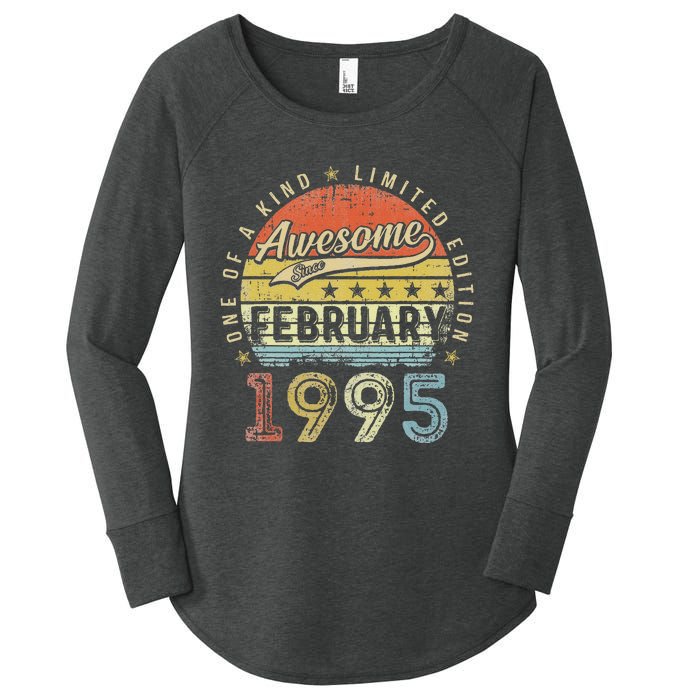 28th Birthday Gift Awesome Since February 1995 28 Year Old Cute Women's Perfect Tri Tunic Long Sleeve Shirt