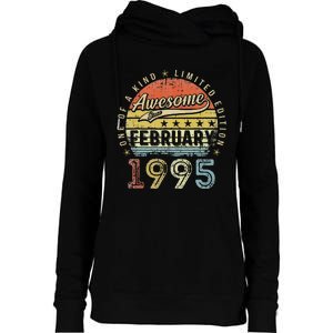 28th Birthday Gift Awesome Since February 1995 28 Year Old Cute Womens Funnel Neck Pullover Hood