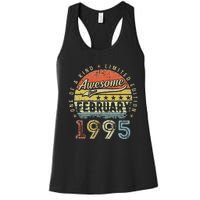 28th Birthday Gift Awesome Since February 1995 28 Year Old Cute Women's Racerback Tank