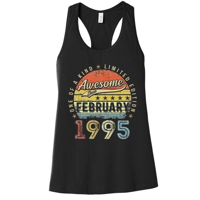 28th Birthday Gift Awesome Since February 1995 28 Year Old Cute Women's Racerback Tank