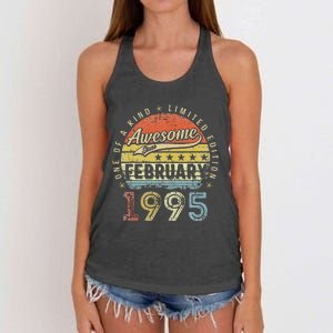 28th Birthday Gift Awesome Since February 1995 28 Year Old Cute Women's Knotted Racerback Tank