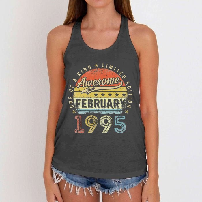 28th Birthday Gift Awesome Since February 1995 28 Year Old Cute Women's Knotted Racerback Tank