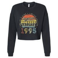 28th Birthday Gift Awesome Since February 1995 28 Year Old Cute Cropped Pullover Crew