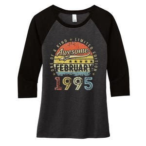 28th Birthday Gift Awesome Since February 1995 28 Year Old Cute Women's Tri-Blend 3/4-Sleeve Raglan Shirt