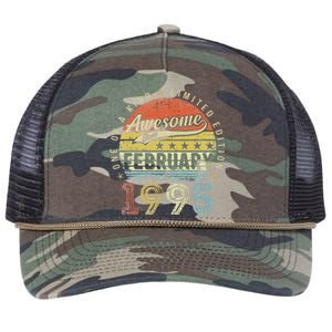 28th Birthday Gift Awesome Since February 1995 28 Year Old Cute Retro Rope Trucker Hat Cap