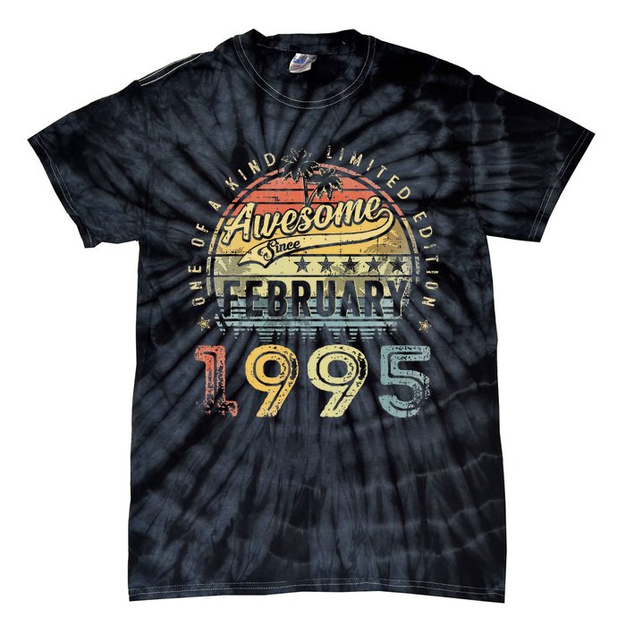 28th Birthday Gift Awesome Since February 1995 28 Year Old Tie-Dye T-Shirt