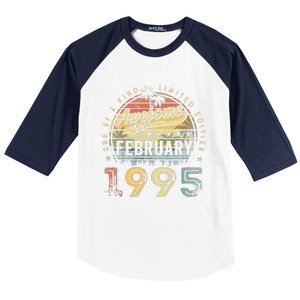 28th Birthday Gift Awesome Since February 1995 28 Year Old Baseball Sleeve Shirt