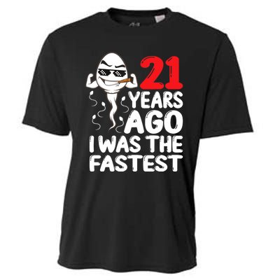 21st Birthday Gag Dress 21 Years Ago I Was The Fastest Funny Cooling Performance Crew T-Shirt