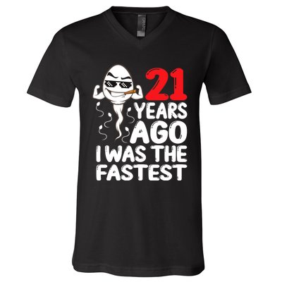 21st Birthday Gag Dress 21 Years Ago I Was The Fastest Funny V-Neck T-Shirt