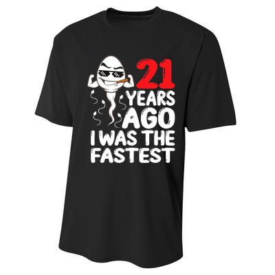 21st Birthday Gag Dress 21 Years Ago I Was The Fastest Funny Performance Sprint T-Shirt