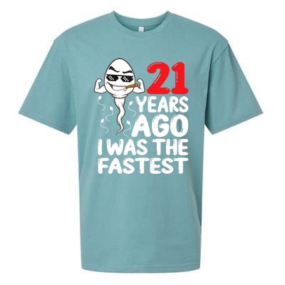 21st Birthday Gag Dress 21 Years Ago I Was The Fastest Funny Sueded Cloud Jersey T-Shirt