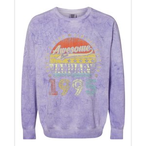 28th Birthday Gift Awesome Since January 1995 28 Year Old Colorblast Crewneck Sweatshirt