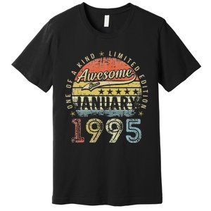 28th Birthday Gift Awesome Since January 1995 28 Year Old Premium T-Shirt