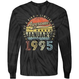 28th Birthday Gift Awesome Since January 1995 28 Year Old Tie-Dye Long Sleeve Shirt