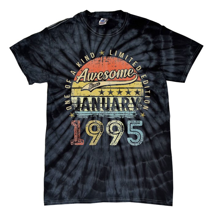 28th Birthday Gift Awesome Since January 1995 28 Year Old Tie-Dye T-Shirt