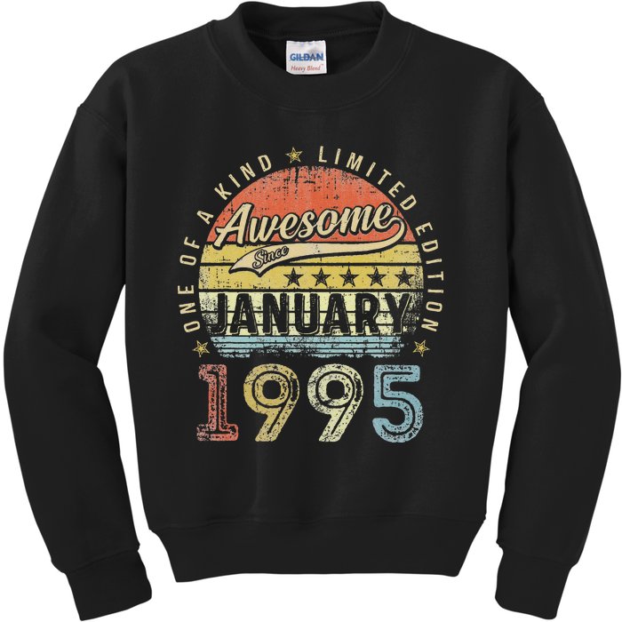 28th Birthday Gift Awesome Since January 1995 28 Year Old Kids Sweatshirt