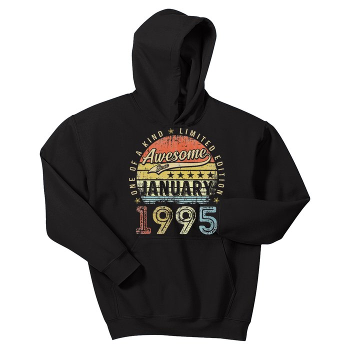 28th Birthday Gift Awesome Since January 1995 28 Year Old Kids Hoodie