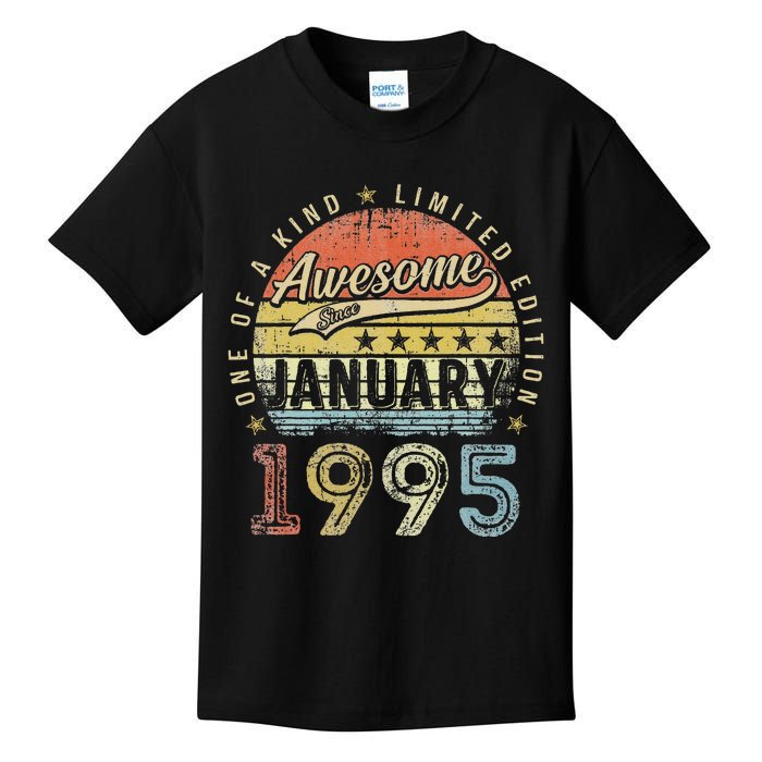 28th Birthday Gift Awesome Since January 1995 28 Year Old Kids T-Shirt