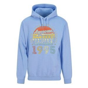 28th Birthday Gift Awesome Since January 1995 28 Year Old Unisex Surf Hoodie