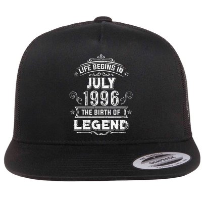 27th Birthday Gifts Vintage July 1996 27 Years Old Flat Bill Trucker Hat