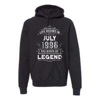 27th Birthday Gifts Vintage July 1996 27 Years Old Premium Hoodie