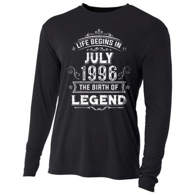 27th Birthday Gifts Vintage July 1996 27 Years Old Cooling Performance Long Sleeve Crew