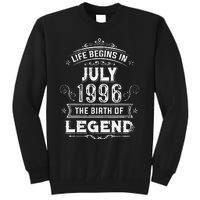 27th Birthday Gifts Vintage July 1996 27 Years Old Tall Sweatshirt