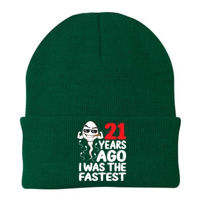 21st Birthday Gag dress 21 Years Ago I Was The Fastest Funny Knit Cap Winter Beanie