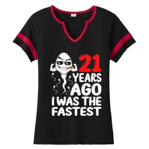 21st Birthday Gag dress 21 Years Ago I Was The Fastest Funny Ladies Halftime Notch Neck Tee