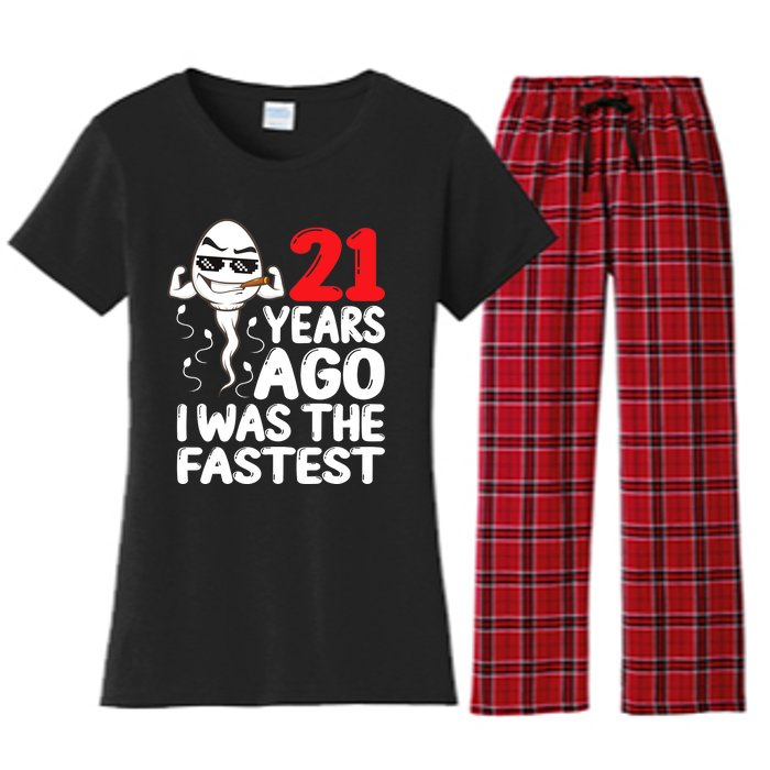 21st Birthday Gag dress 21 Years Ago I Was The Fastest Funny Women's Flannel Pajama Set