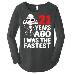 21st Birthday Gag dress 21 Years Ago I Was The Fastest Funny Women's Perfect Tri Tunic Long Sleeve Shirt