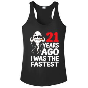 21st Birthday Gag dress 21 Years Ago I Was The Fastest Funny Ladies PosiCharge Competitor Racerback Tank