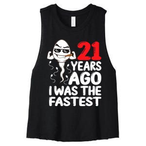 21st Birthday Gag dress 21 Years Ago I Was The Fastest Funny Women's Racerback Cropped Tank