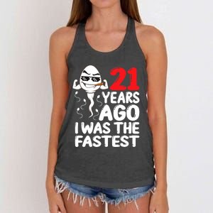 21st Birthday Gag dress 21 Years Ago I Was The Fastest Funny Women's Knotted Racerback Tank